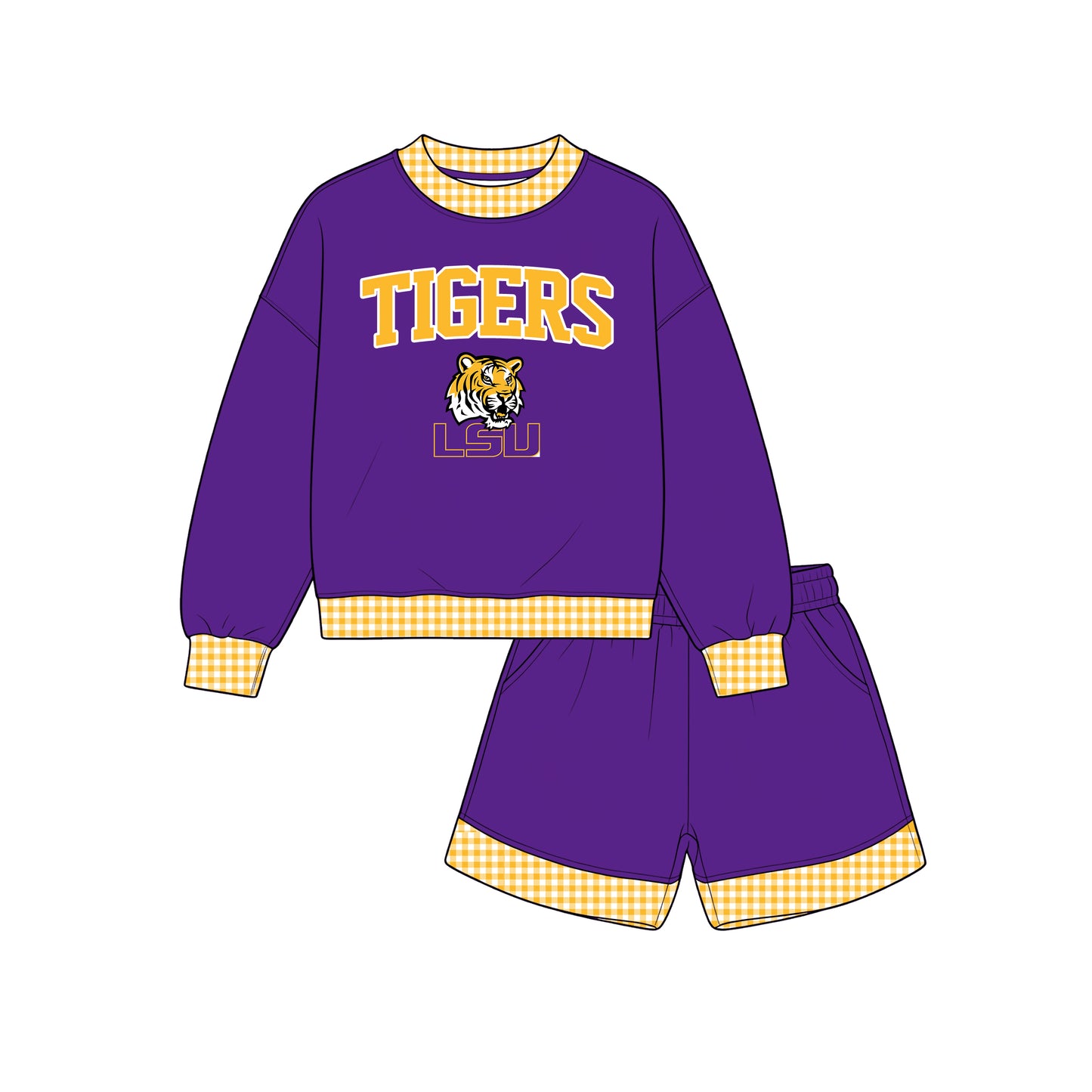 ( Moq 5 ) Baby Girls Kids Long Sleeves Shirt Shorts Team Set Clothes
