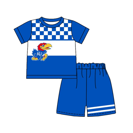 ( Moq 5 ) Sibling Baby Boys Kids Short Sleeves Blue Shirt Shorts Team Set Clothes