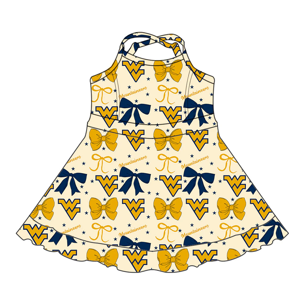 ( Moq 5 each style ) Baby Girl Toddler Wv Team Bows Sibling Dress Set 6.24