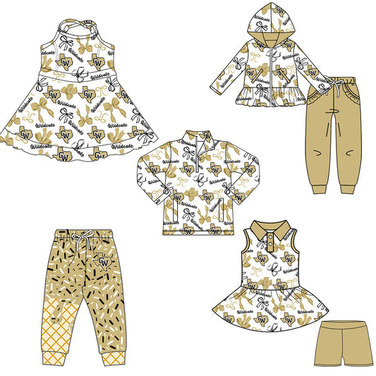 ( Moq 5 each style ) Baby Boy Girl Team Cheer Sibling Shirt Bows Dress Set 8.11