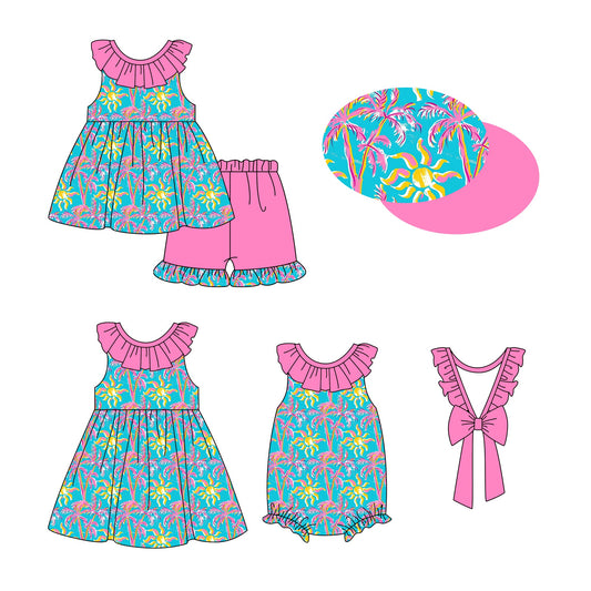 Baby Girl Beach Ruffle Sibling Romper Dress Set ( Moq 5 Each Style ) 1.13