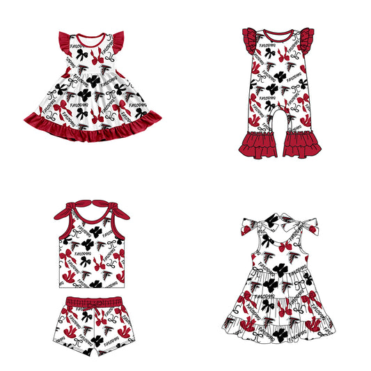 ( Moq 5 each style ) Baby Girl Toddler Bird Team Bows Sibling Romper Dress Set 7.12