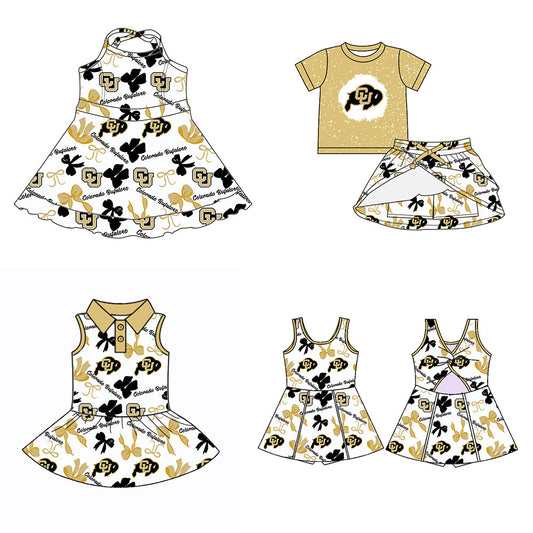 ( Moq 5 each style ) Baby Girl Team Bull Bows Sibling Dress Set 5.24