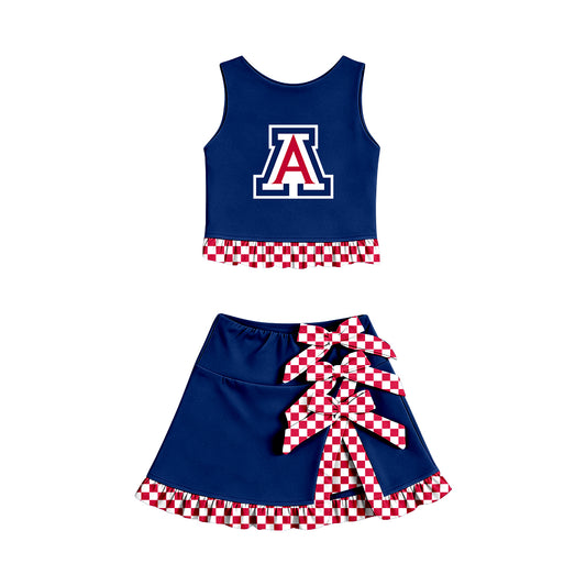( Moq 5 ) Baby Girls Kids Sleeveless Vest Bows Skirt Shorts Team Set Cheer Clothes