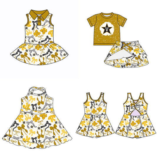 ( Moq 5 each style ) Baby Girl Team Star Bows Sibling Dress Set 5.15