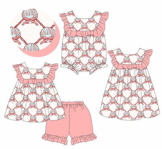 Baby Girl Shell Bows Sibling Romper Dress Set ( Moq 5 Each Style ) 1.23
