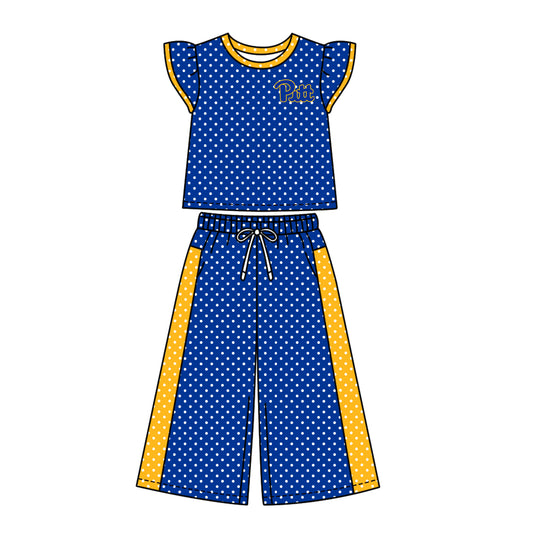 ( Moq 5 ) Baby Girls Kids Short Sleeves Shirt Pants Team Set Clothes