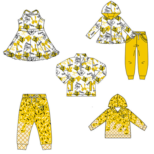 ( Moq 5 each style ) Baby Boy Girl Team Cheer Sibling Shirt Bows Dress Set 8.12