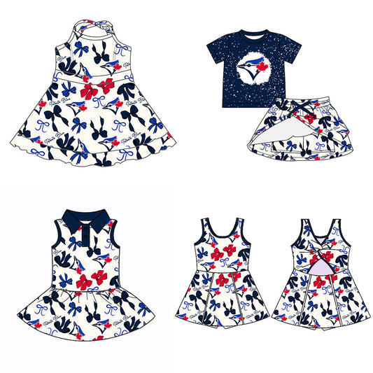 ( Moq 5 each style ) Baby Girl Team Bird Bows Sibling Dress Set 5.19