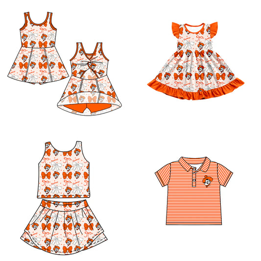 ( Moq 5 each style ) Baby Boy Girl Toddler Team Bows Sibling Shirt Dress Set 6.23