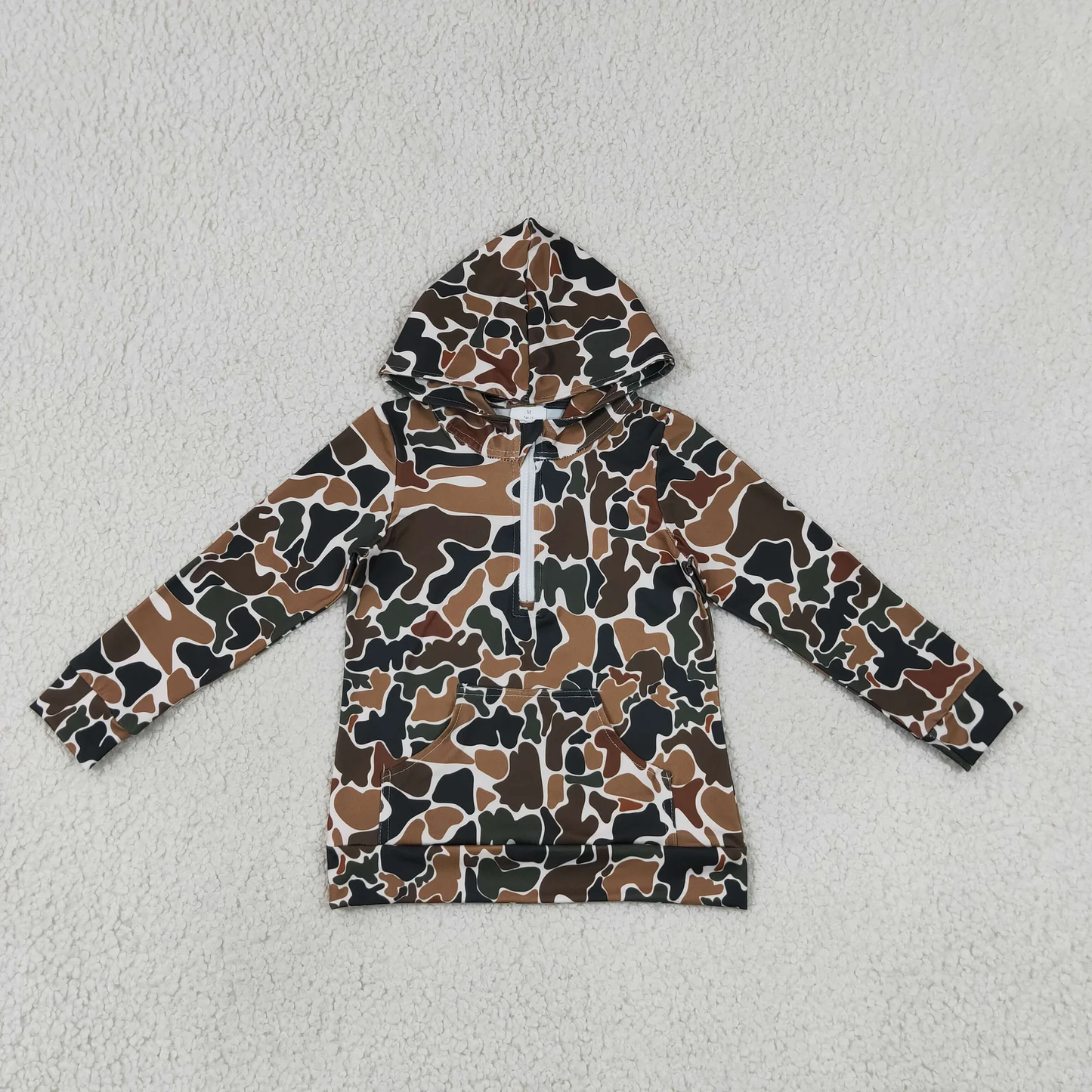 Sibling Baby Boys Adult Woman Brown Camo Zipper Hoodie Pockets Hunting Pullovers Shorts RTS