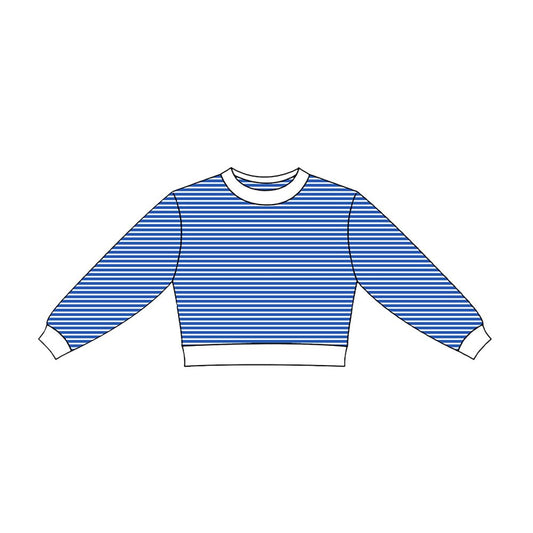 ( Moq 5 ) Preorder Baby Girls Kids Long Sleeves Stripes Yoga Active Blue Shirt Tops