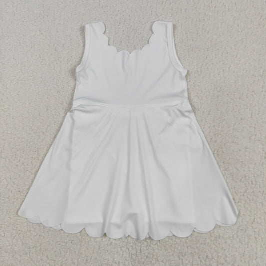 Baby Girl Sleeveless White Yoga Active Knee Length Dress RTS