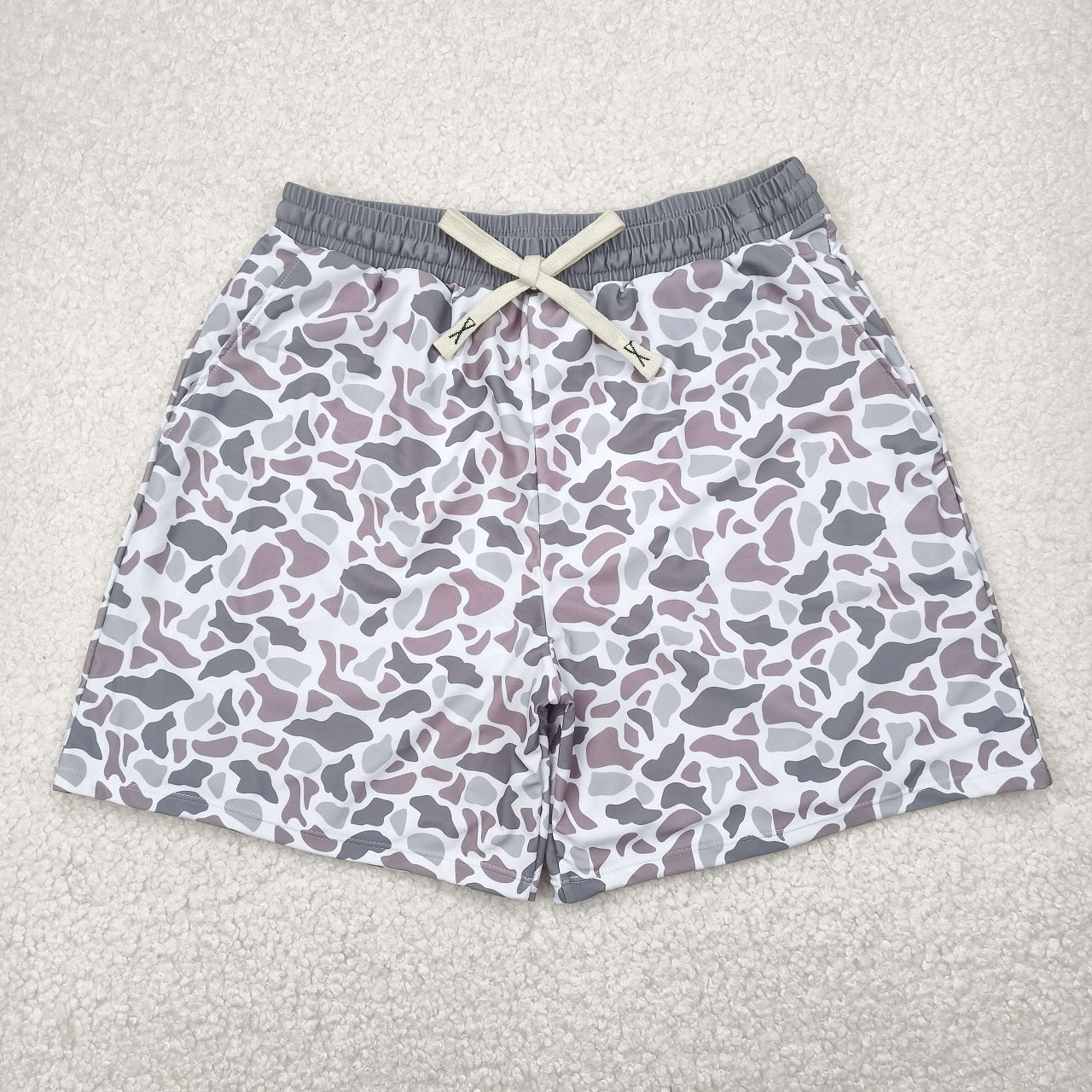 Baby Boy Girl Adult Grey Camo Sibling Family Trunks Swimsuit