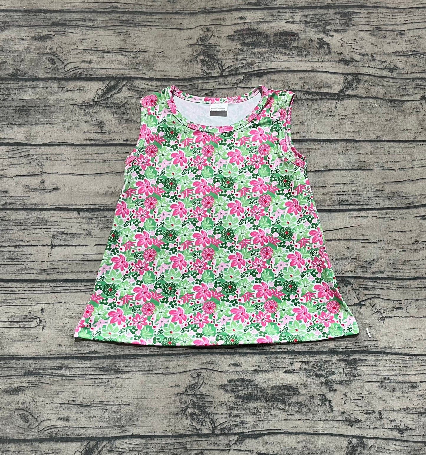 Preorder Baby Girl Sleeveless Flower Yoga Active Tops ( No moq )