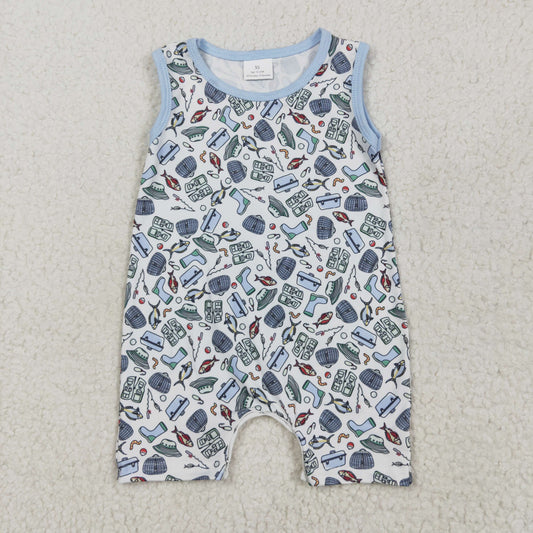 Baby Boy Infant Sleeveless Fishing Buttons Summer Romper RTS