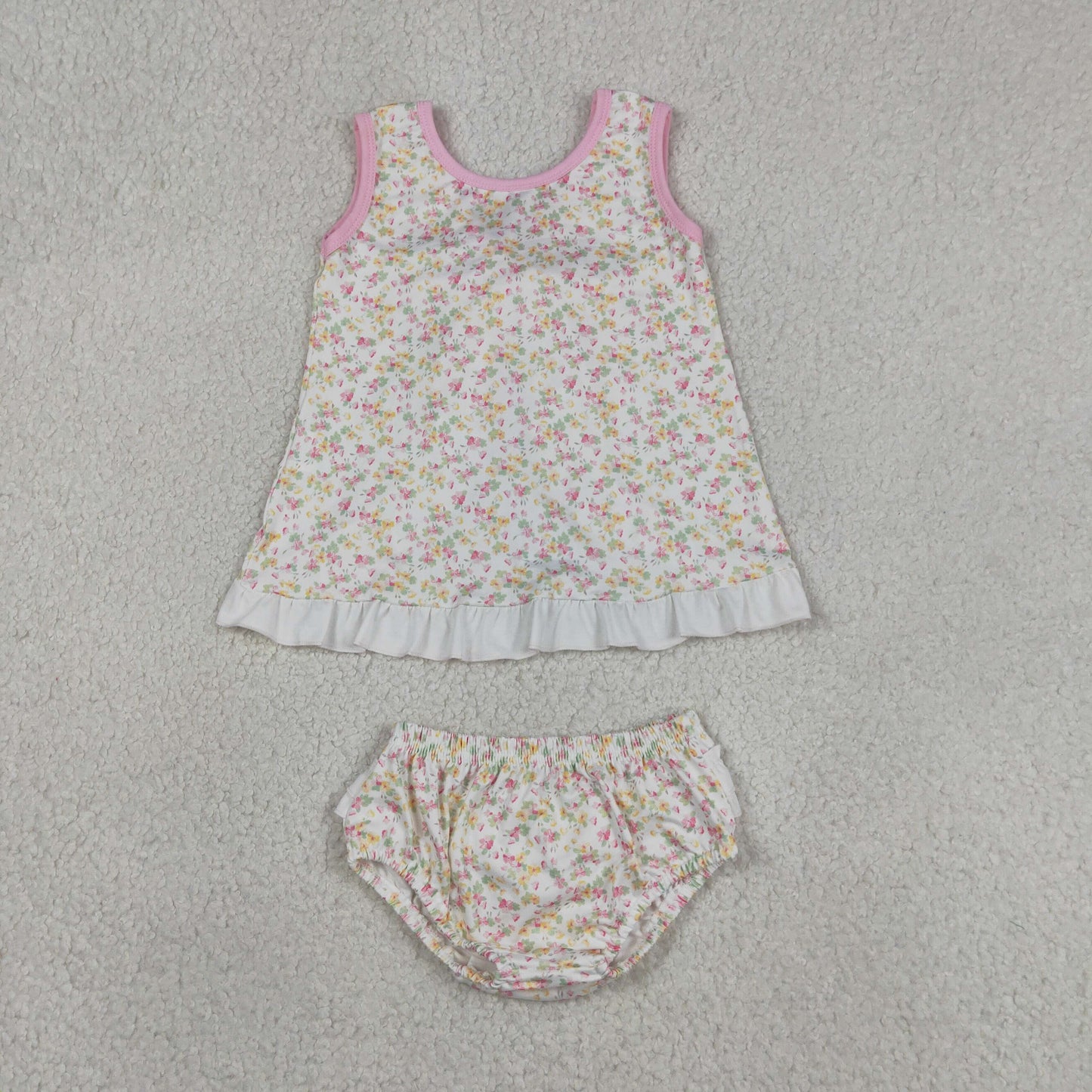 Baby Girls Kids Back Bow Floral Tops Ruffle Bummie Set Summer Clothes RTS