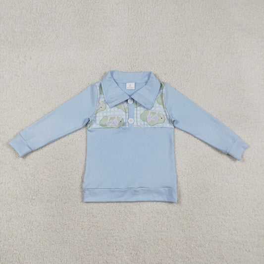 Baby Boys Blue Long Sleeves Golf Buttons Pullover Shirt RTS