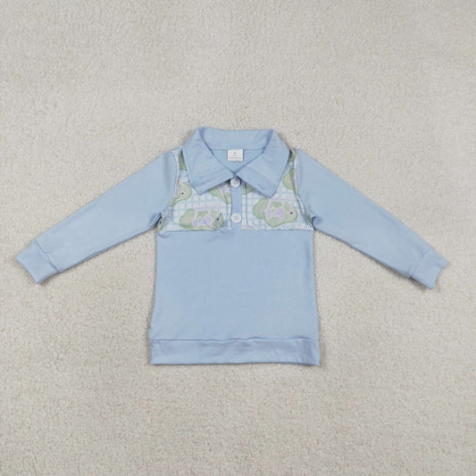 Baby Boys Blue Long Sleeves Golf Buttons Pullover Shirt RTS