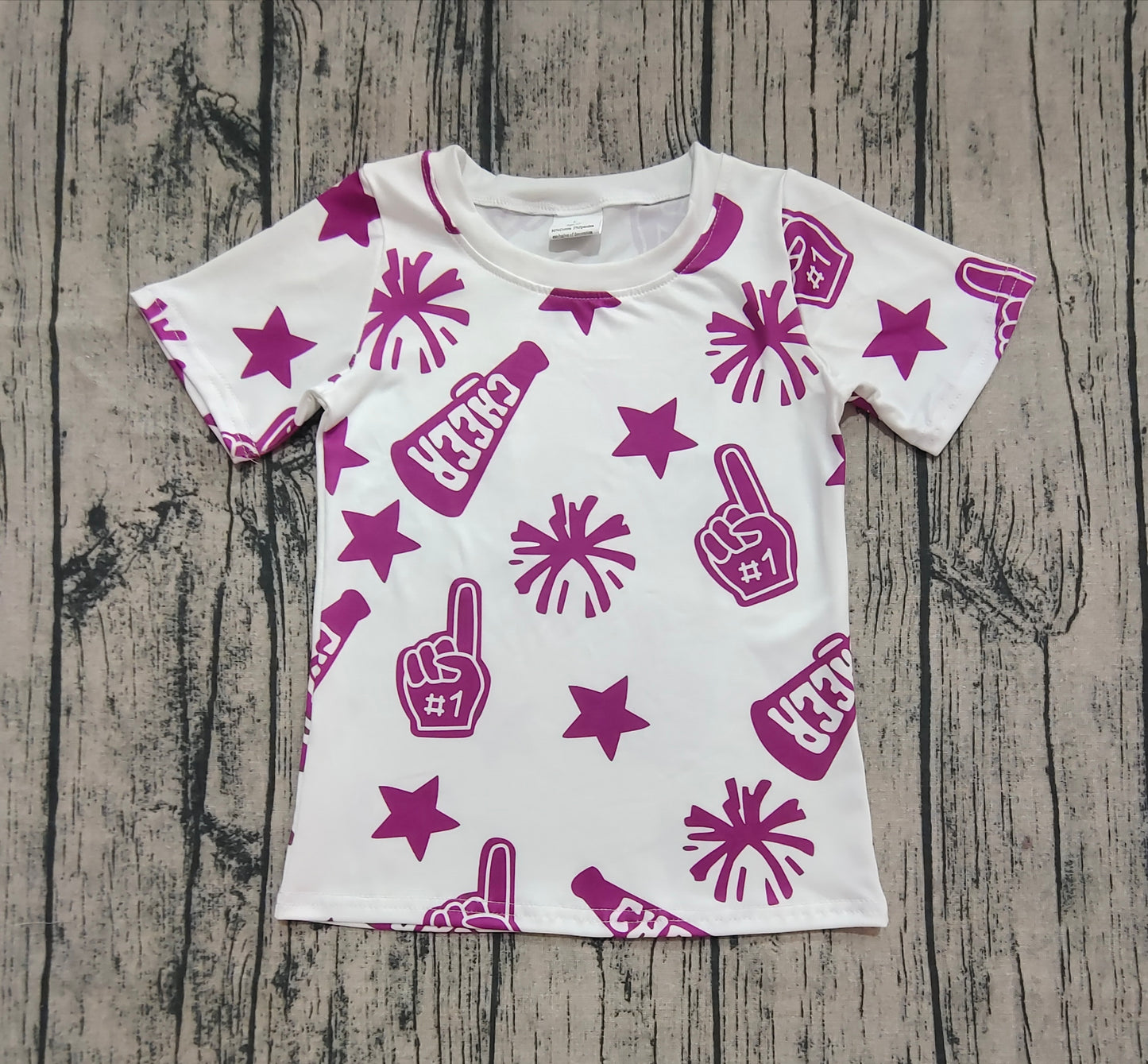 Baby Girl Short Sleeves Cheer Purple Tee Shirt Tops RTS