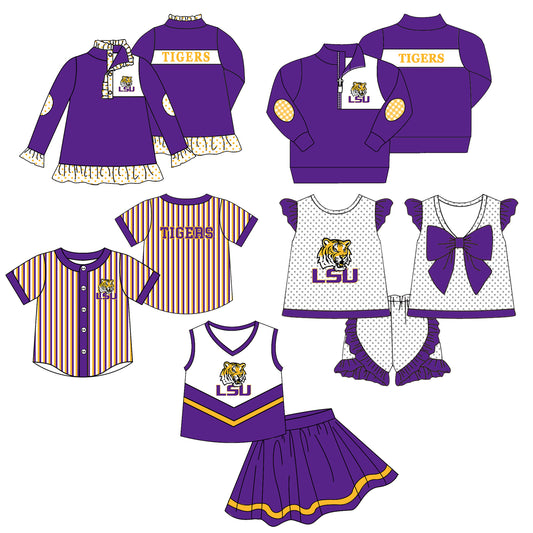 ( Moq 5 Each Style ) Baby Boys Girls Toddler Tiger Sibling Shirts Sets Team Purple Clothing