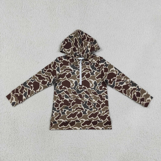 Baby Boys Kids Long Sleeves Pocket Hoodie Zipper Camo Shirt Tops RTS