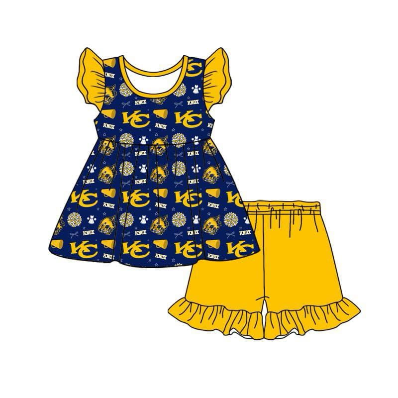 Baby Girl KC Team Short Sleeves Tunic Ruffle Shorts Clothes Set ( Moq 5 )