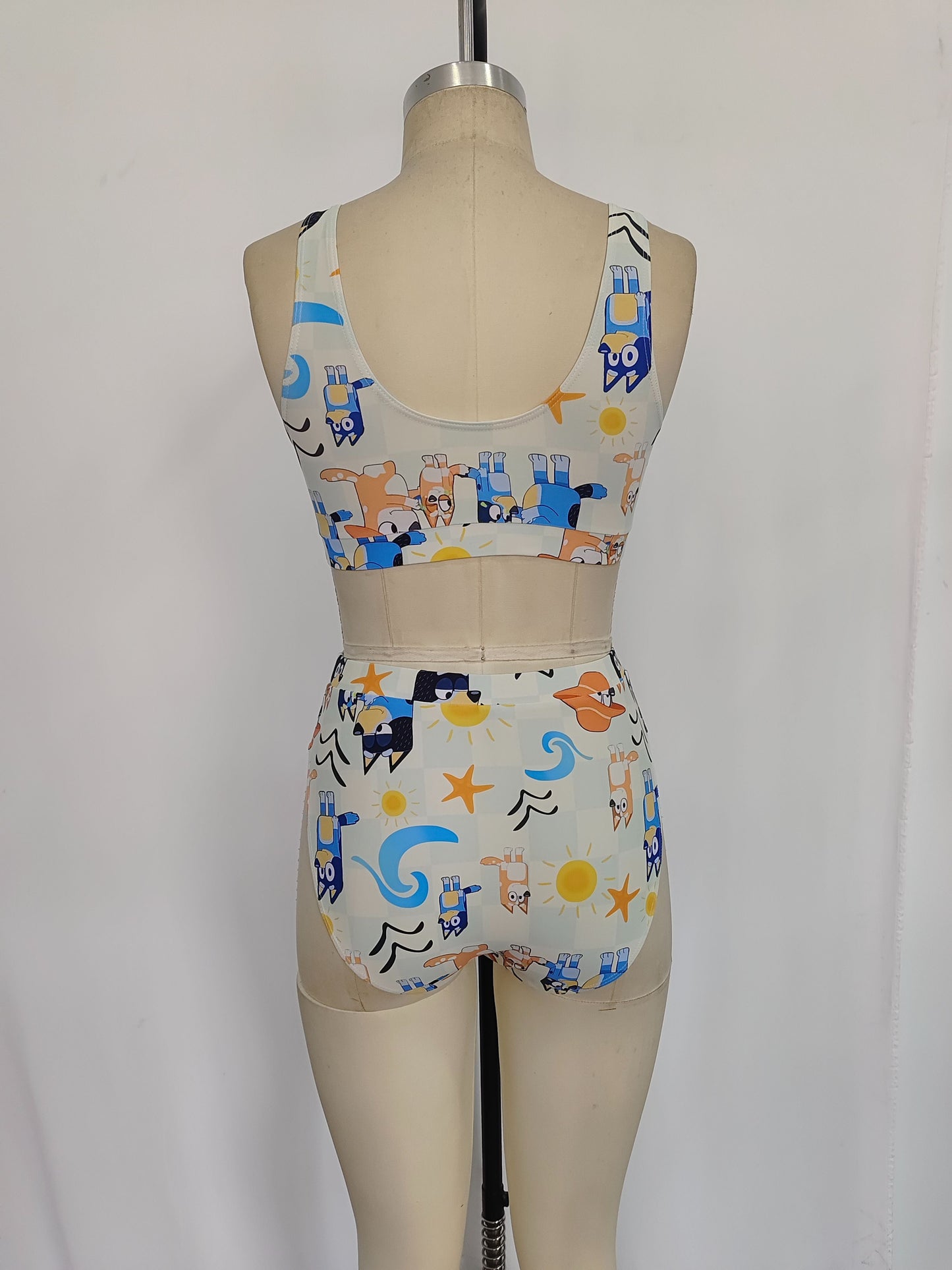 Adult Women Dogs Shorts Summer Swimsuit Set