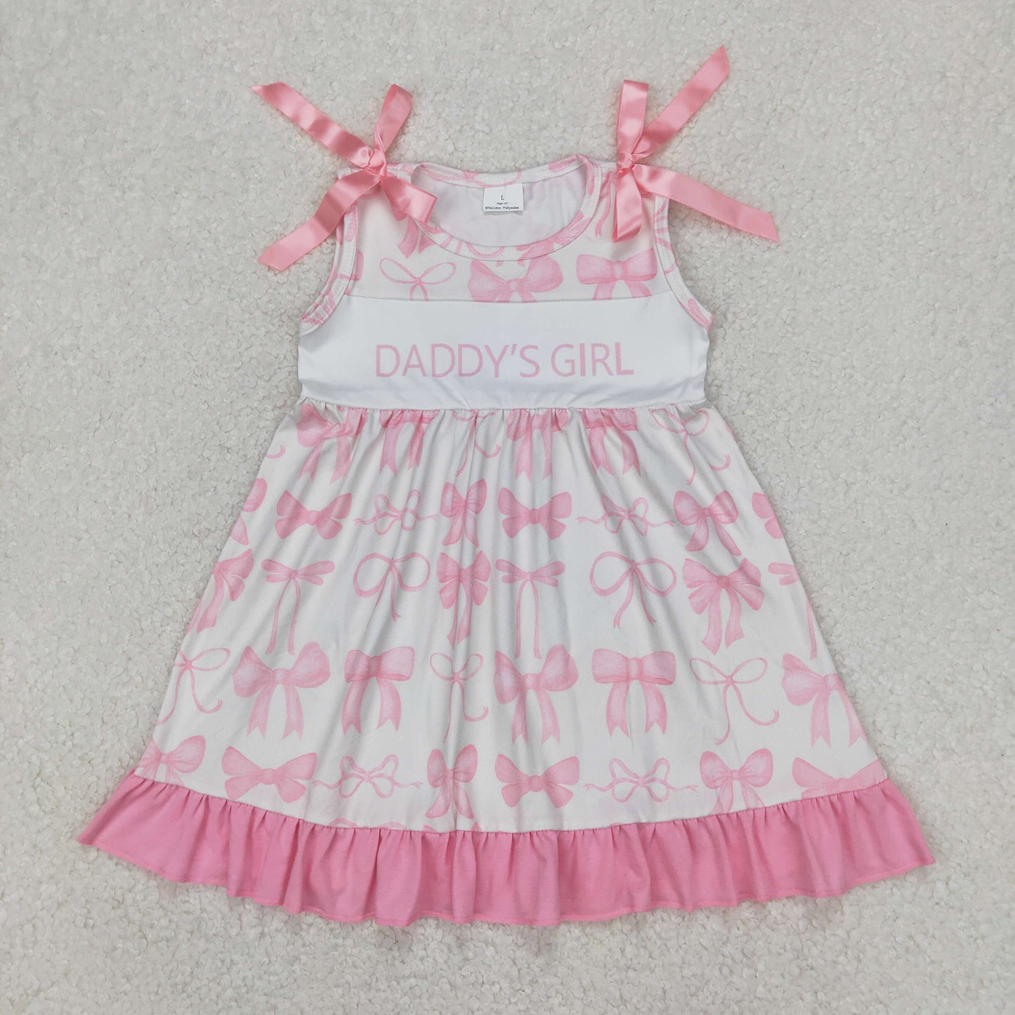 Baby Kids Sleeveless Pink Bows Daddy's Girl Dress RTS