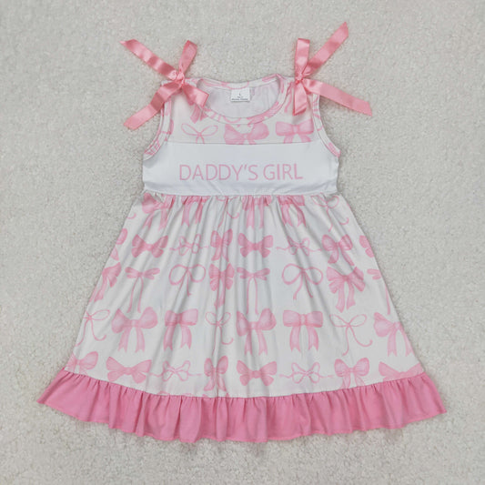 Baby Kids Sleeveless Pink Bows Daddy's Girl Dress RTS
