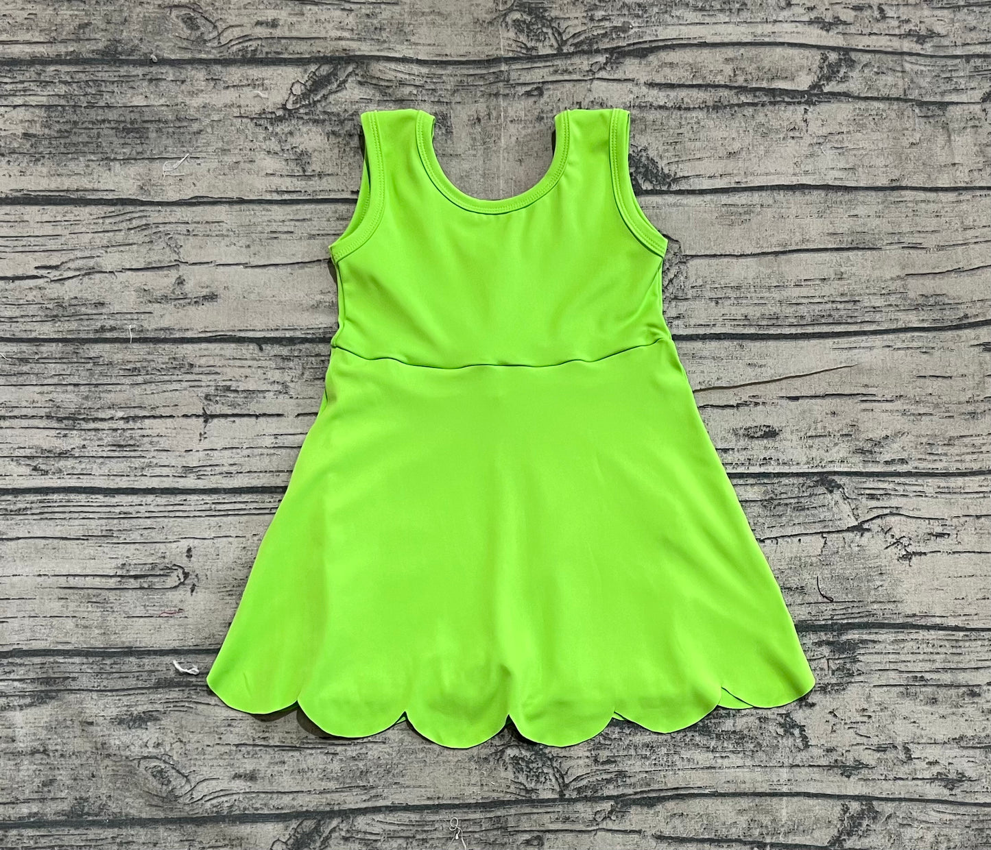 Preorder Baby Girl Green Sleeveless Yoga Active Knee Length Dress ( No moq )