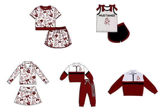 ( Moq 5 Each Style ) Sibling Baby Girls Kids Bows Team Shirt Sets Clothes