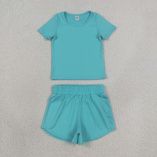 Baby Girls Kids Short Sleeves Shirt Skirt Shorts Yoga Active Set Clothes RTS
