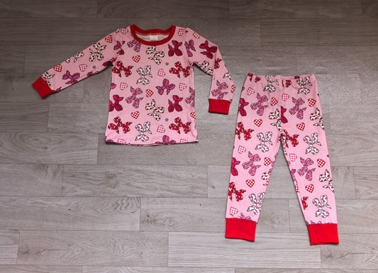( No moq ) Preorder Baby Girls Kids Checked Hearts Dogs Shirt Pants Set Pajamas Valentine Clothes