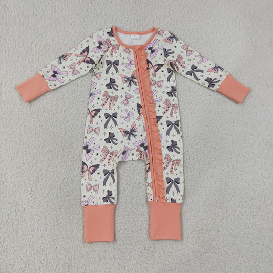 Baby Girls Bats Bows Zipper Footie Sleeper Romper Halloween Clothes RTS