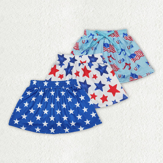 Baby Girl 4th Of July Stars Flags Summer Sibling Skorts Botoms RTS