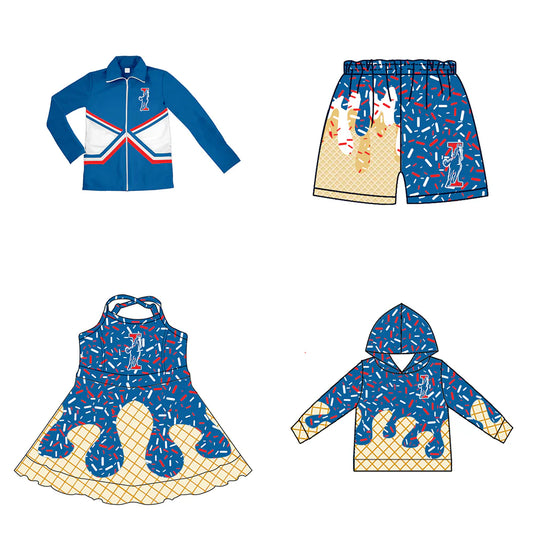 ( Moq 5 each style ) Baby Boy Girl Summer Team Sibling Horse Drip Bows Shorts Shirt Dress Set 7.26