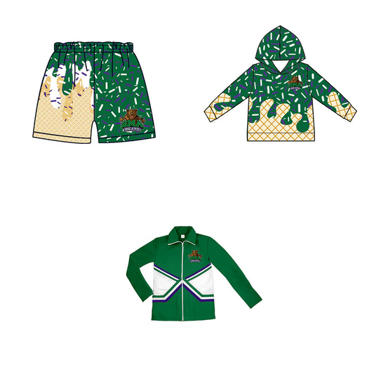 ( Moq 5 each style ) Baby Boy Team Sibling Bear Green Drip Shorts Shirt 7.24