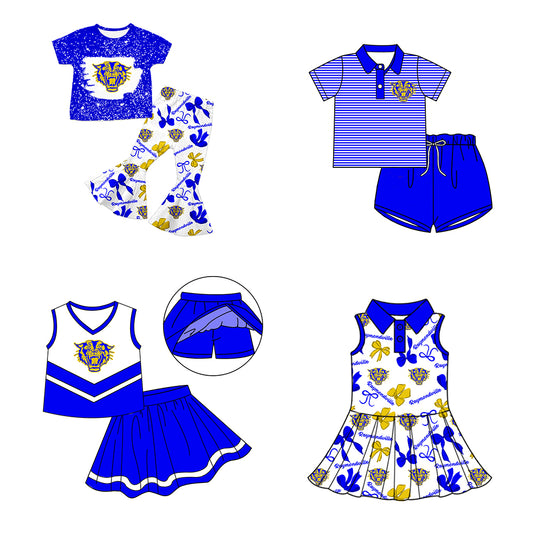 ( Moq 5 each style ) Baby Boy Girl Toddler Team Bows Tigers Sibling Dress Set