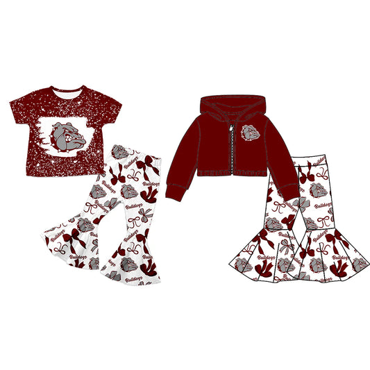 ( Moq 5 each style ) Baby Girl Team Sibling Dog Bows Dress Set 7.25