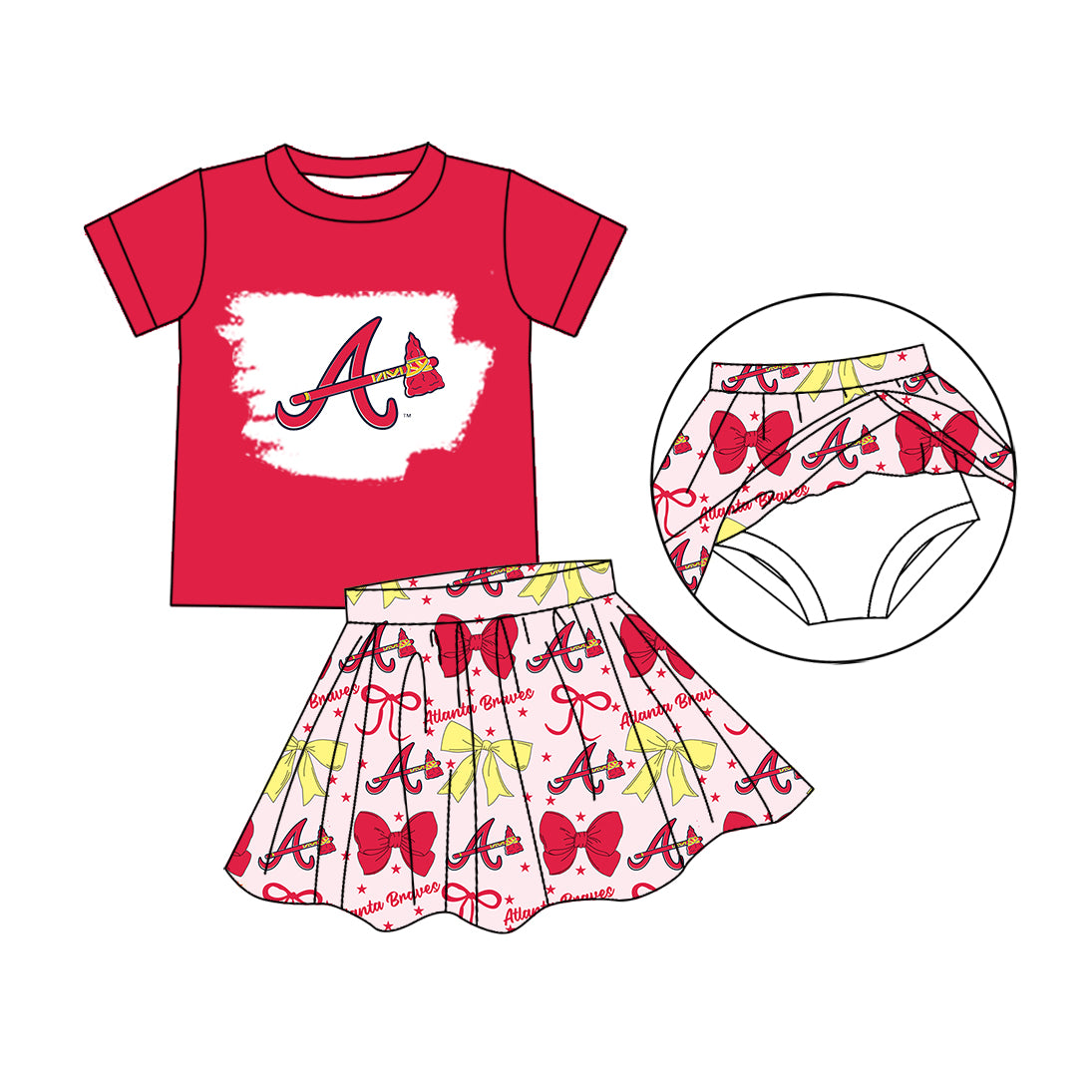 ( Moq 5 each style ) Baby Girl Toddler A Team Red Yellow Bows Sibling Jumpsuit Set 6.16