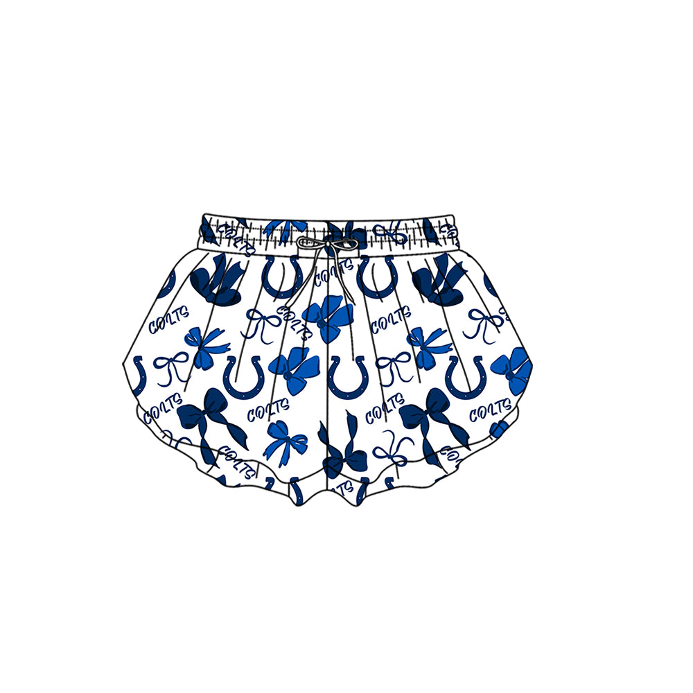 ( Moq 5 Each Style ) Baby Girls Toddler Blue Bows Team Sibling Shorts Dresses Set Summer Clothes