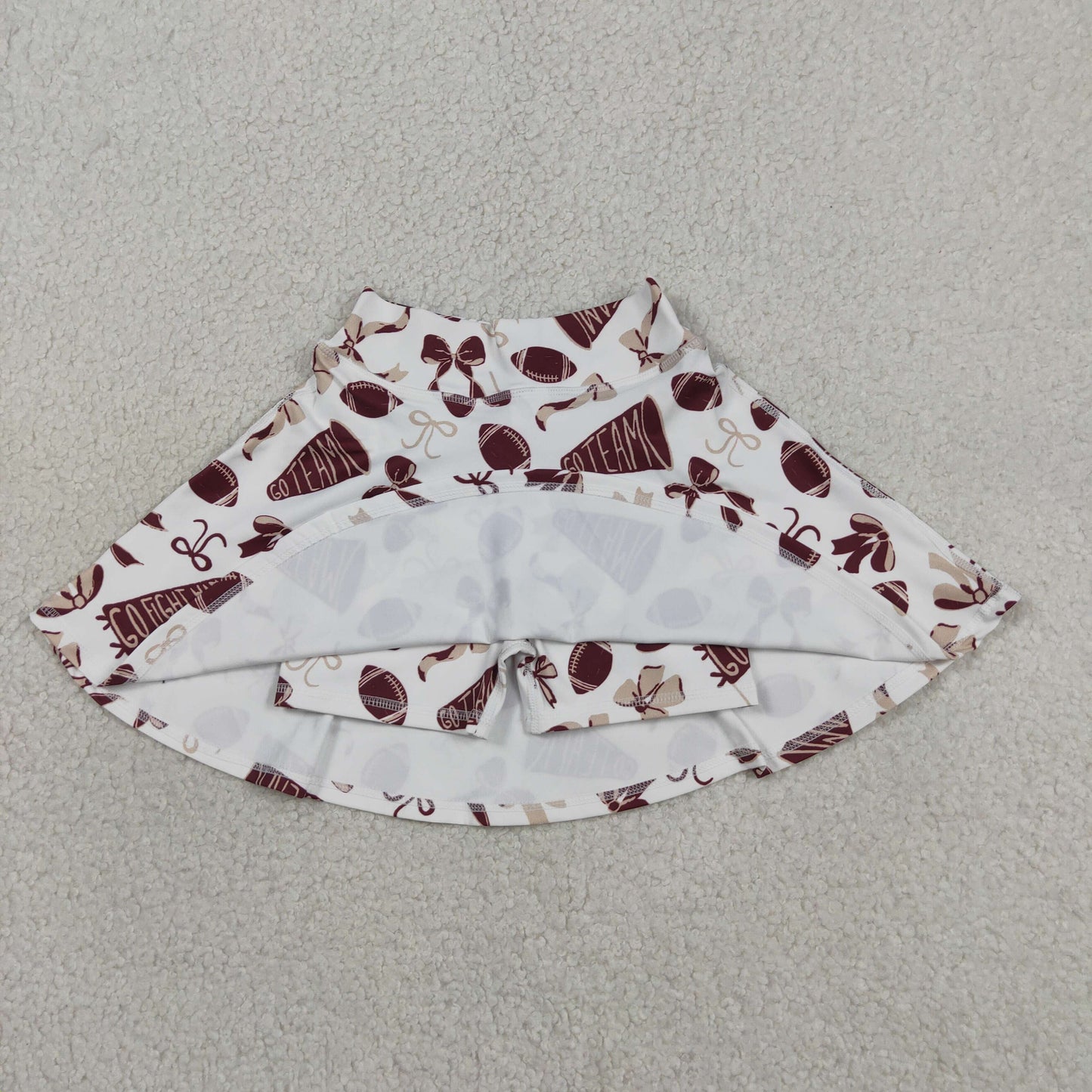 Baby Girl Dark Red Bows Cheer Summer Yoga Active Shorts Skirt Football Skort RTS