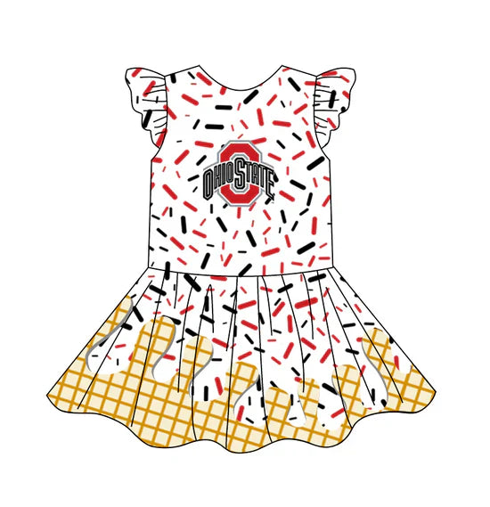 ( Moq 5) Baby Girl Short Sleeves Team Knee Length Dress