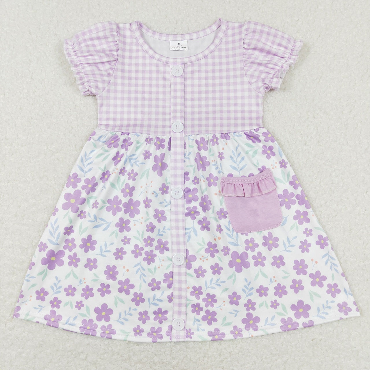 GBO0214 Baby Girl Short Sleeves Floral Tunic Purple Bummie Shorts Outfit