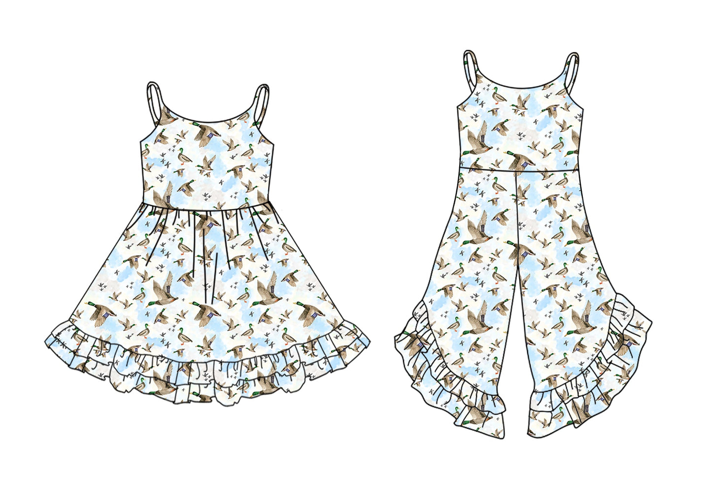 Baby Girl Straps Ducks Sibling Dress Jumpsuit ( Moq 5 Each Style ) 3.20