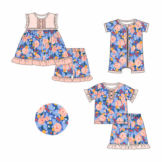Baby Girl Flower Plaid Summer Sibling Romper Set ( Moq 5 Each Style ) 2.26