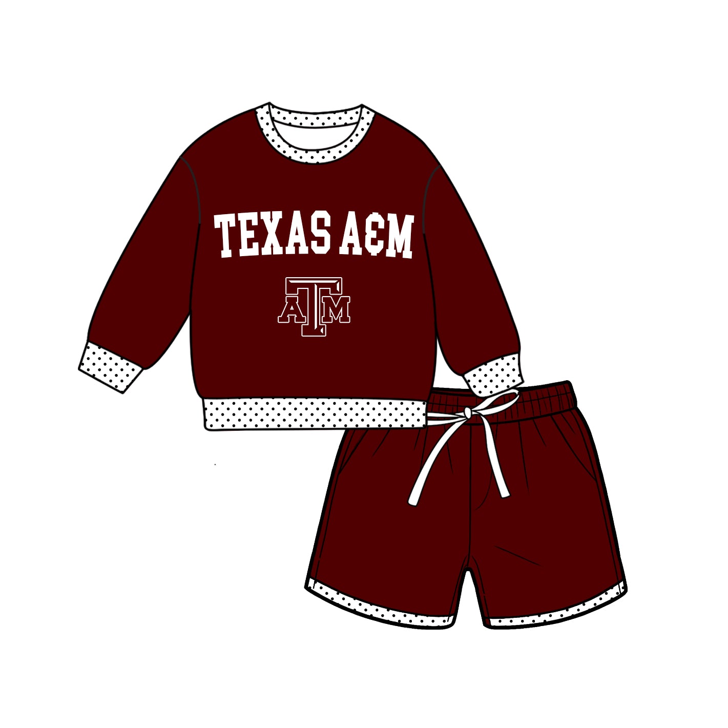 ( Moq 5 ) Baby Girls Kids Long Sleeves Shirt Shorts Team Set Clothes