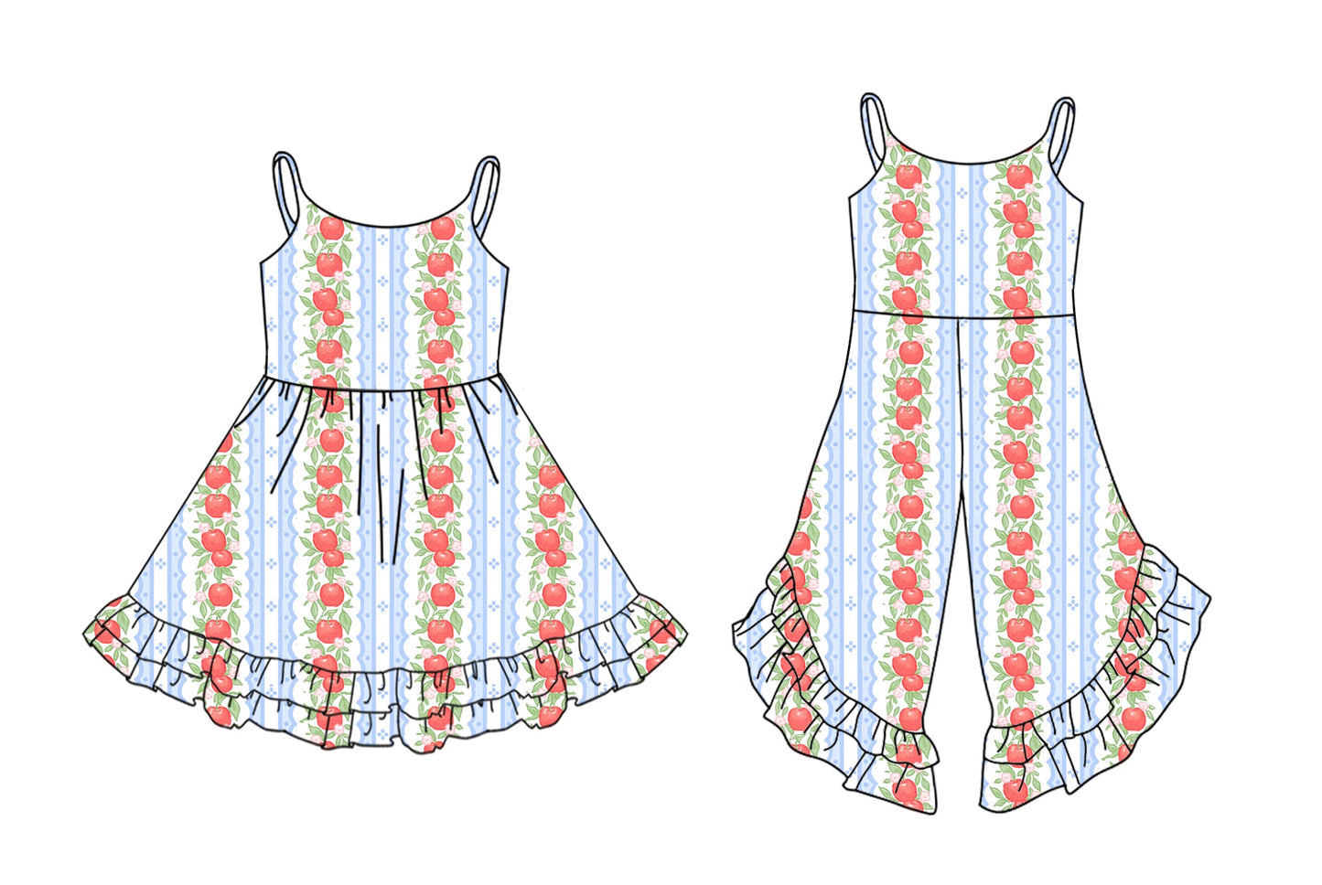 ( Moq 5 Each Style ) Baby Girl Sleeveless Apple Sibling Dress Jumpsuit 3.28