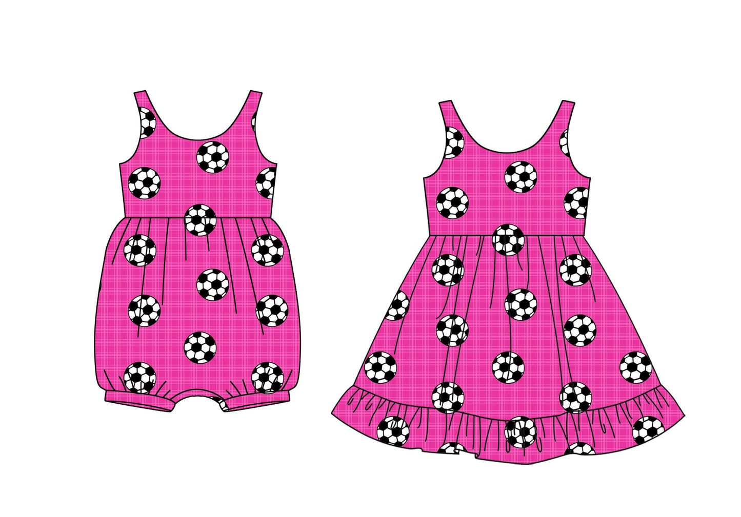 Baby Girl Straps Football Checked Sibling Romper Dress ( Moq 5 Each Style ) 3.7